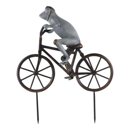 Rickis Rugs Frog on Bicycle Garden Sculpture RI2485327